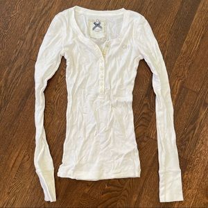 WHITE GILLY HICKS RIBBED LONG SLEEVE